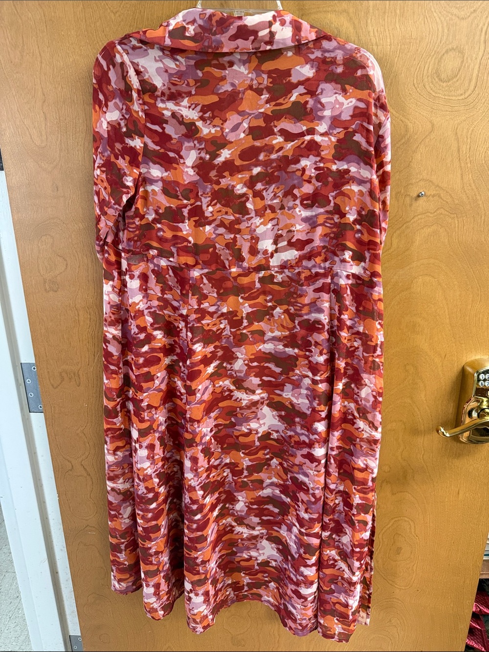 Cato Red Pink Orange Multi-Color Long Sleeve Shirt Dress - Picture 3 of 3
